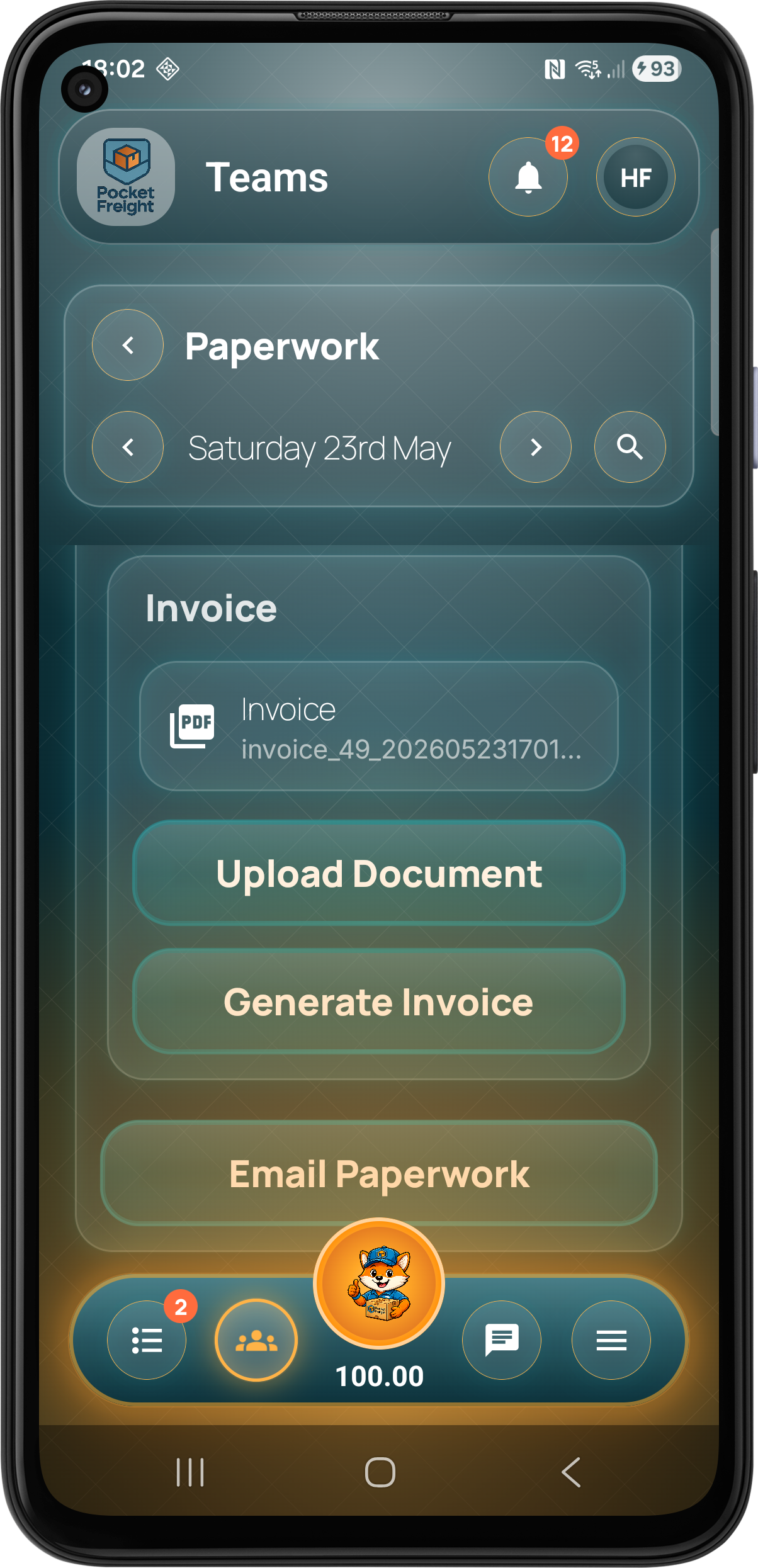 Pocket Freight invoice paperwork