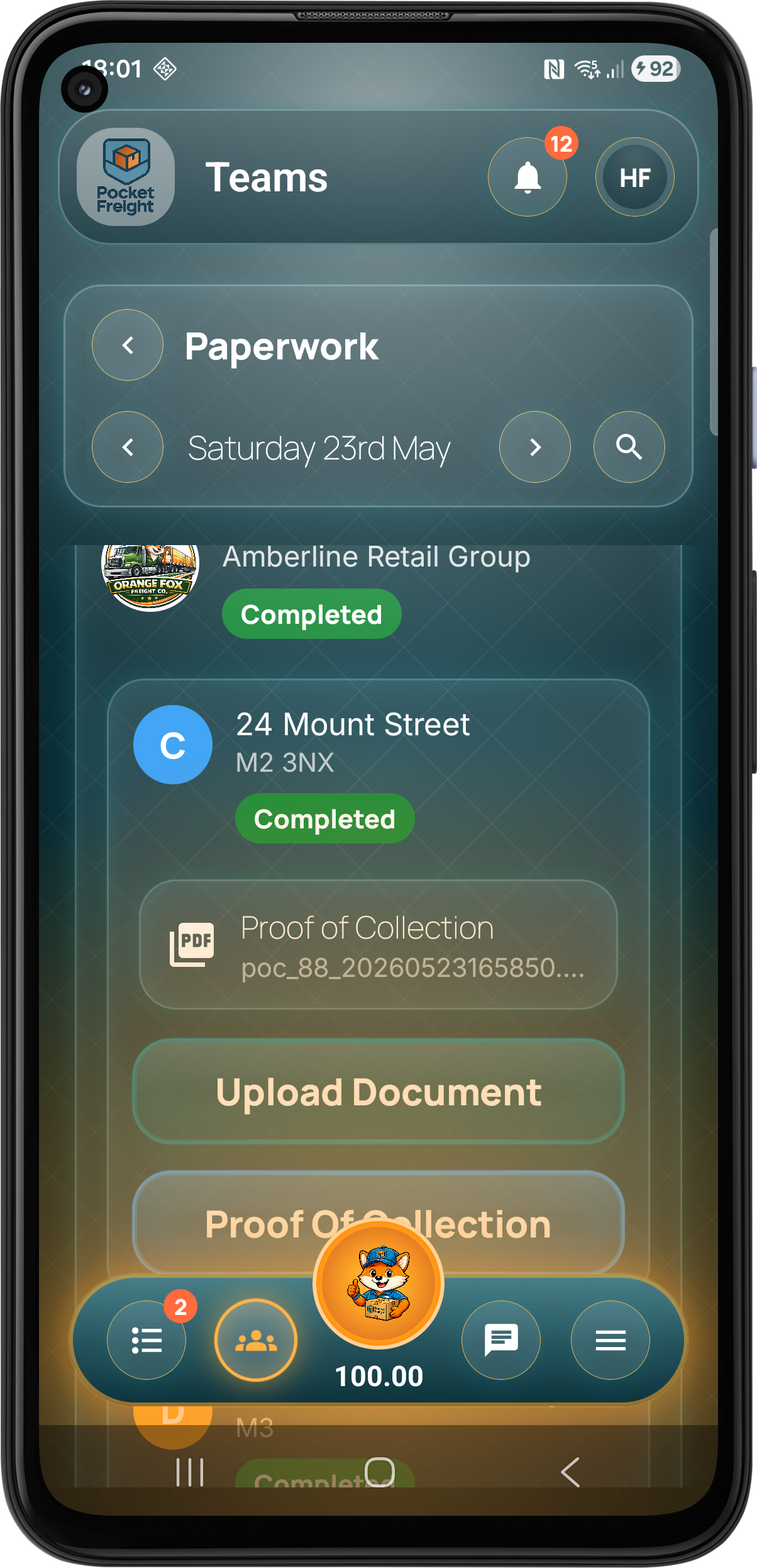 Pocket Freight proof of collection
